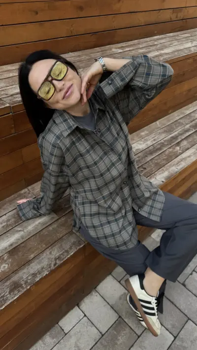 Сіра картата сорочка - Зображення 2