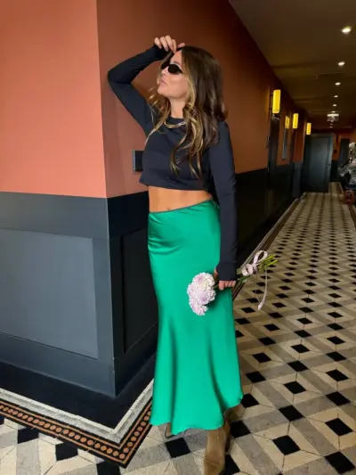 Бірюзова спідниця з преміального сатину