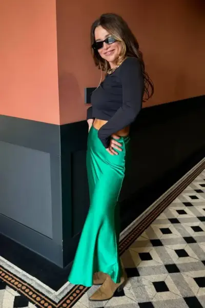 Бірюзова спідниця з преміального сатину