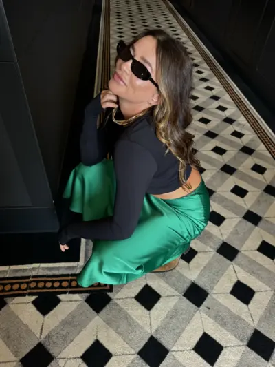 Бірюзова спідниця з преміального сатину