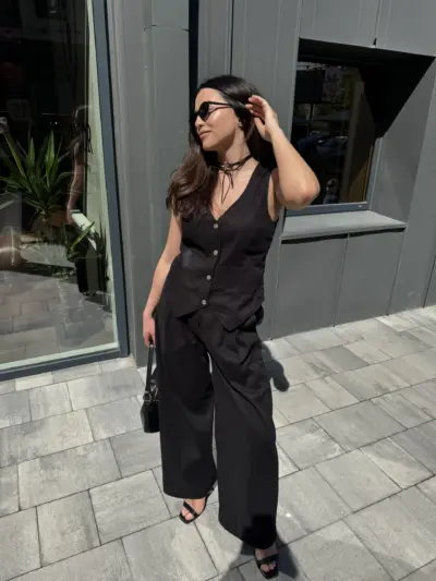 Чорний костюм з льону ПАЛАЦЦО