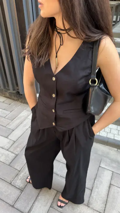 Чорний костюм з льону ПАЛАЦЦО