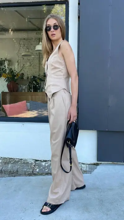 Рожевий костюм з льону ПАЛАЦЦО