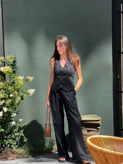 Чорний костюм з льону ПАЛАЦЦО