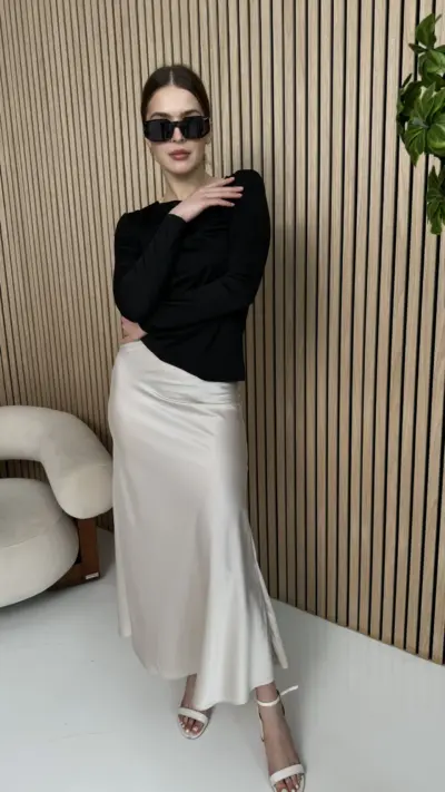 Сіра спідниця з шовку