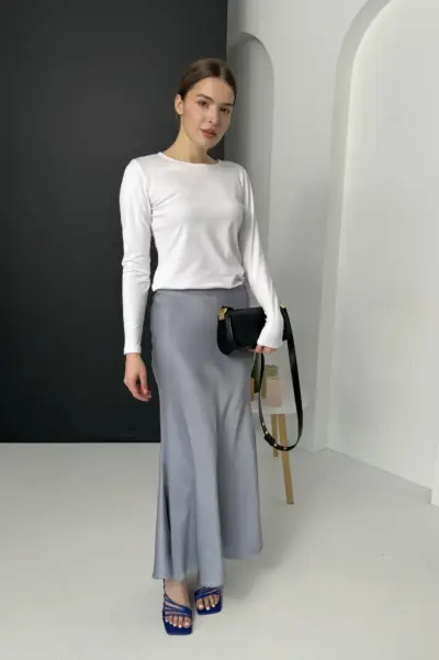Сіра спідниця з шовку