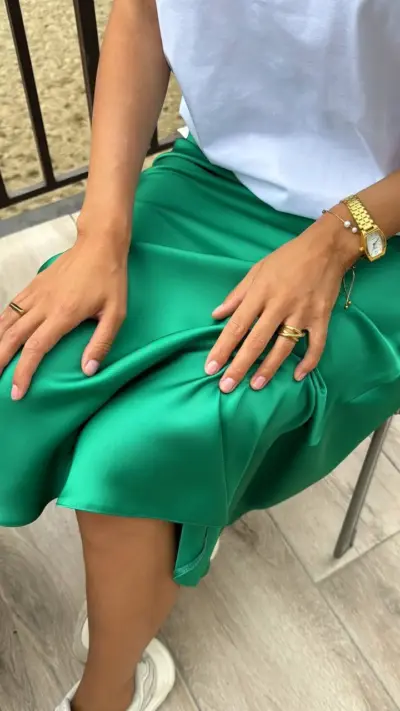 Бірюзова спідниця з преміального сатину