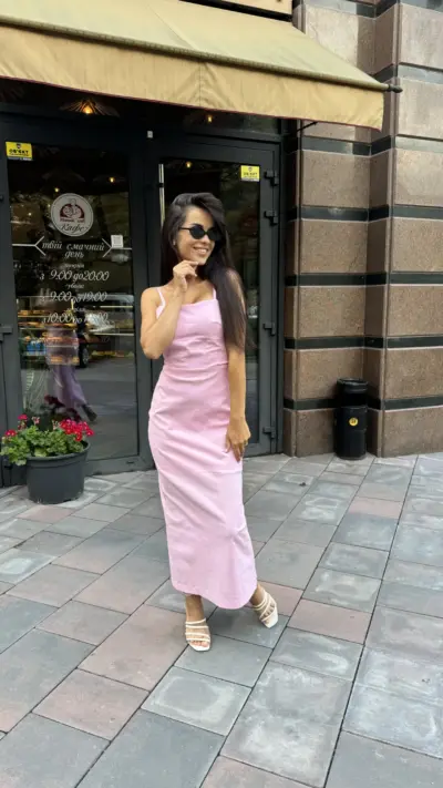 Рожева сукня лляна зі спинкою