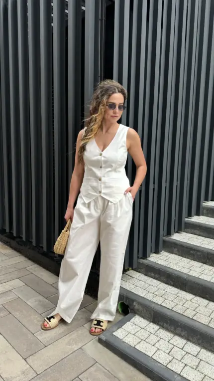 Білий костюм з льону ПАЛАЦЦО