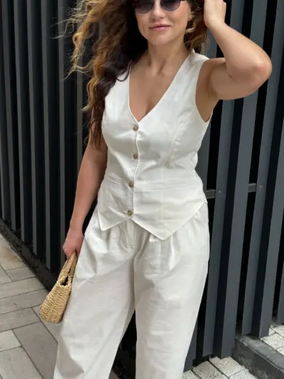 Білий костюм з льону ПАЛАЦЦО