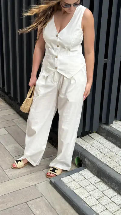 Білий костюм з льону ПАЛАЦЦО