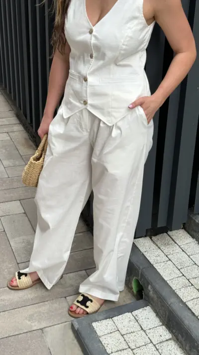 Білий костюм з льону ПАЛАЦЦО