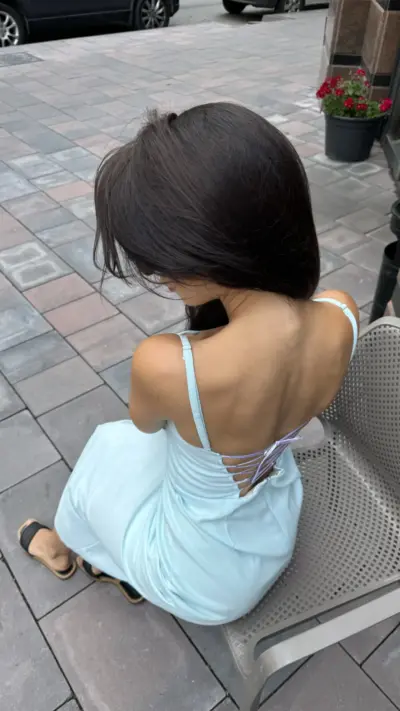 Блакитна сукня лляна зі спинкою