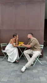 Білий лляний сарафан
