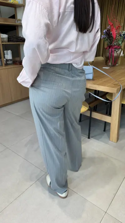 Штани палаццо сірі в смужку - Зображення 3