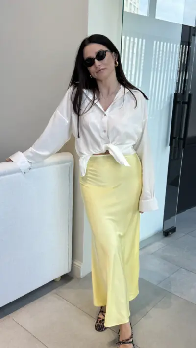 Жовта спідниця з шовку