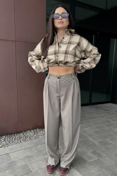 Штани палаццо бежеві