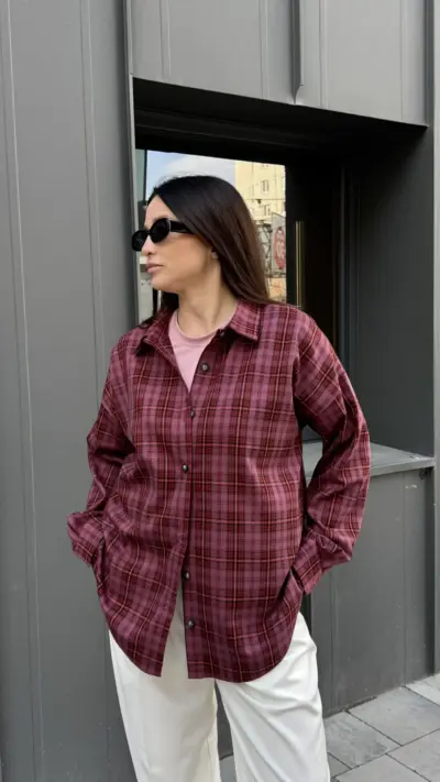 Бордова картата сорочка - Зображення 5