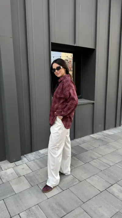 Бордова картата сорочка - Зображення 4