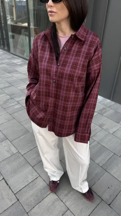 Бордова картата сорочка - Зображення 2