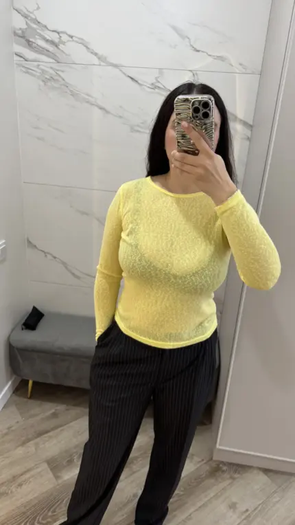 Жовтий лонг із матеріал трикотаж “Моніка”