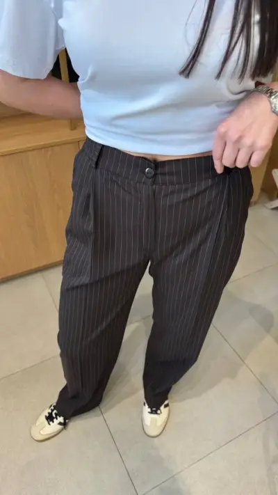 Штани палаццо коричневі в смужку