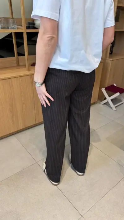 Штани палаццо коричневі в смужку