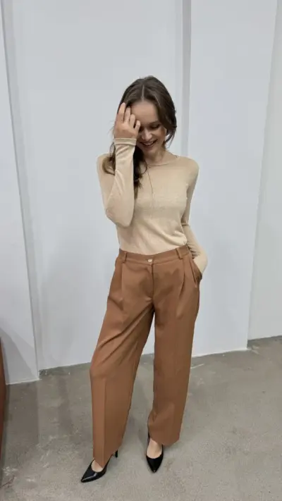 Бежевий лонг із матеріал трикотаж “Моніка”