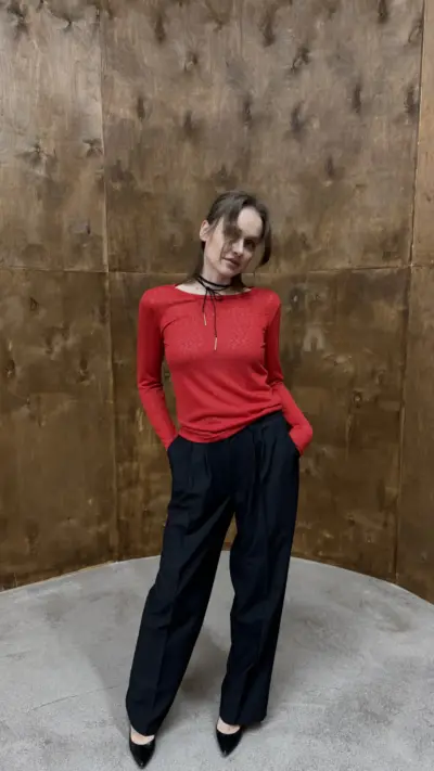 Червоний лонг із матеріал трикотаж “Моніка”