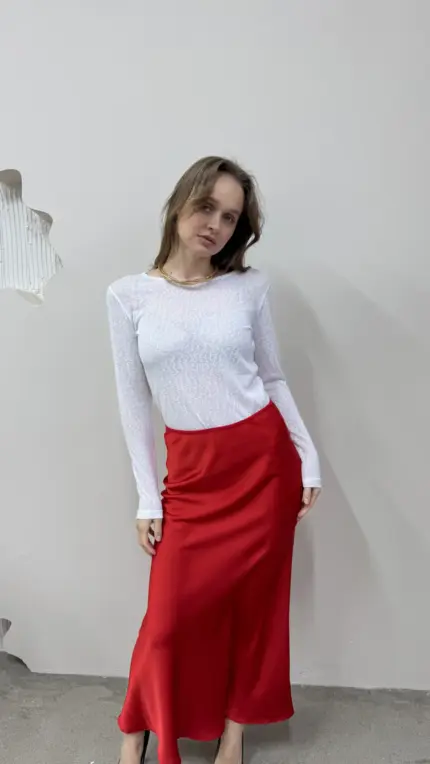 Білий лонг із матеріал трикотаж “Моніка”