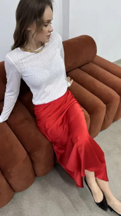 Білий лонг із матеріал трикотаж “Моніка”