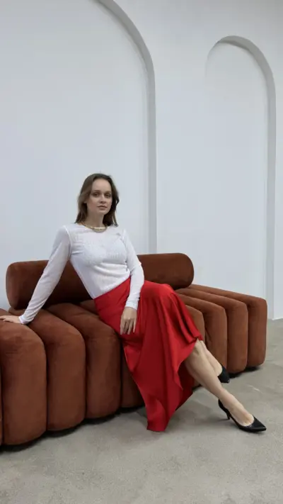 Білий лонг із матеріал трикотаж “Моніка”