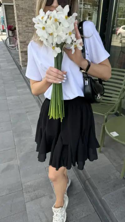 Чорна спідничка з американського креп-шифону