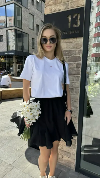 Чорна спідничка з американського креп-шифону