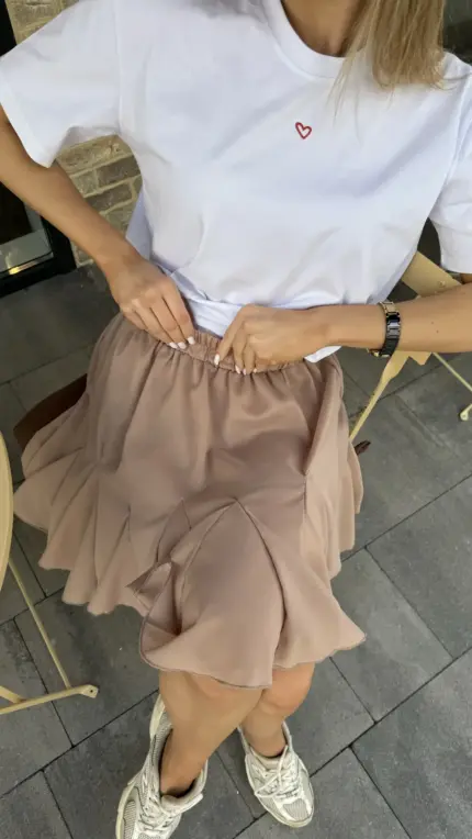Бежева спідничка з американського креп-шифону