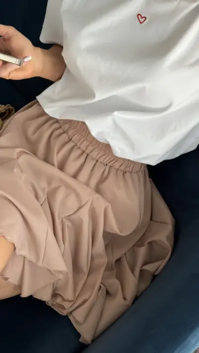 Бежева спідничка з американського креп-шифону