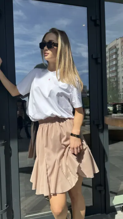 Бежева спідничка з американського креп-шифону