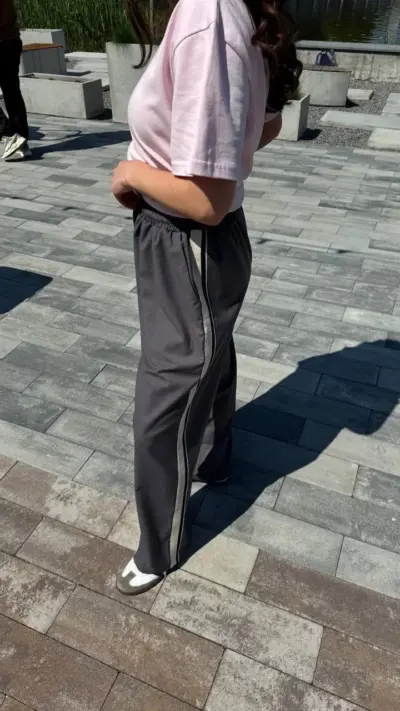 Штани палаццо на резинці графіт