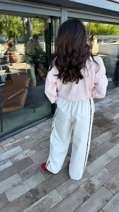 Білі штани палаццо на резинці