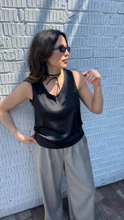 Чорна майка шовк