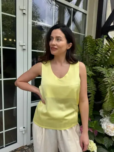 Жовта майка шовк