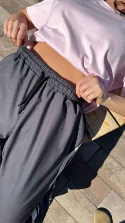 Штани палаццо на резинці графіт