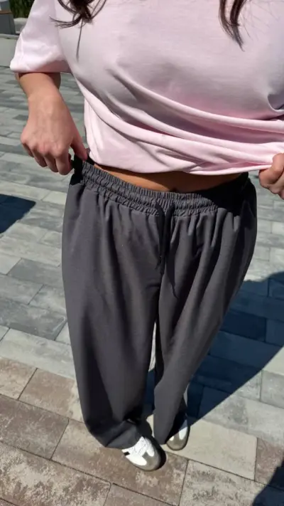Штани палаццо на резинці графіт