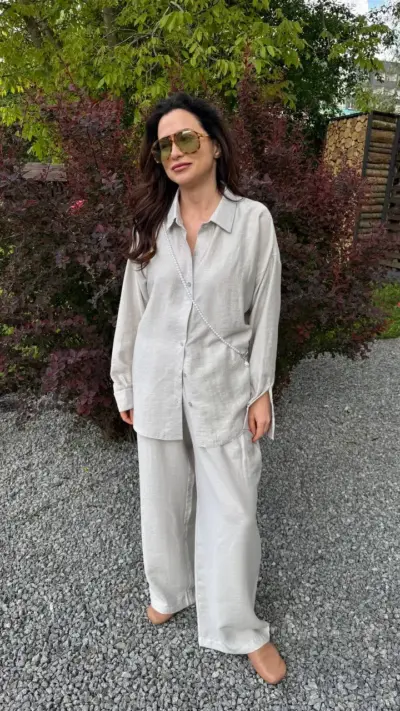 Костюм віскоза срібний