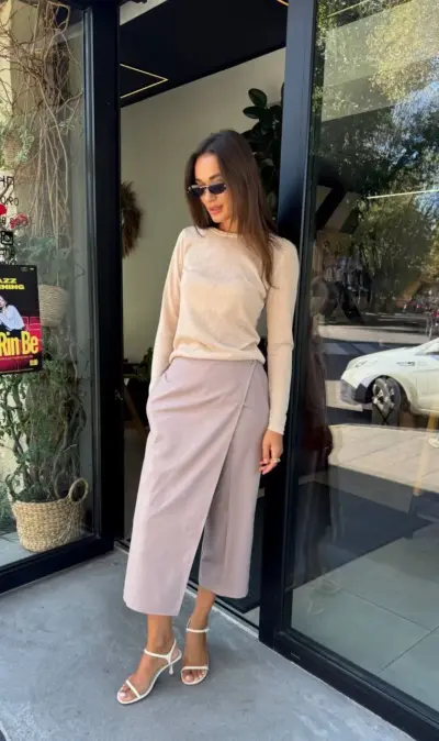 Штани кюлоти-спідниця відтінку світле мокко