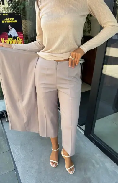 Штани кюлоти-спідниця відтінку світле мокко - Зображення 4