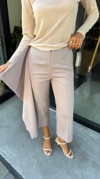 Штани кюлоти-спідниця відтінку світле мокко - Зображення 5