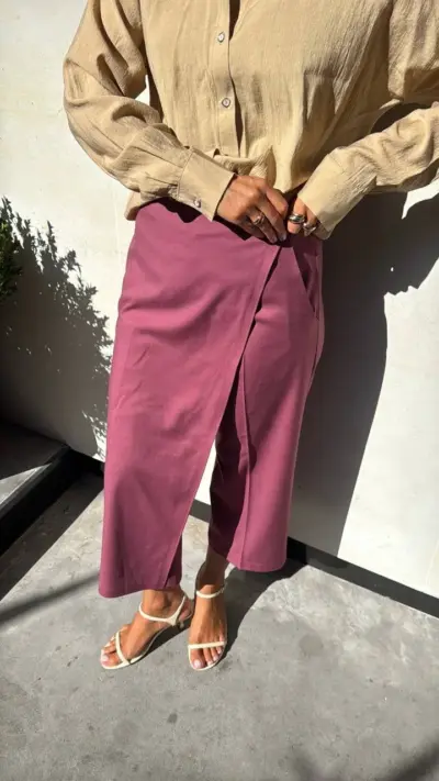 Штани кюлоти - спідниця відтінку бордо - Зображення 4