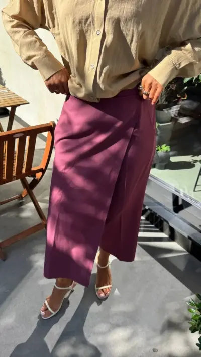 Штани кюлоти - спідниця відтінку бордо - Зображення 7