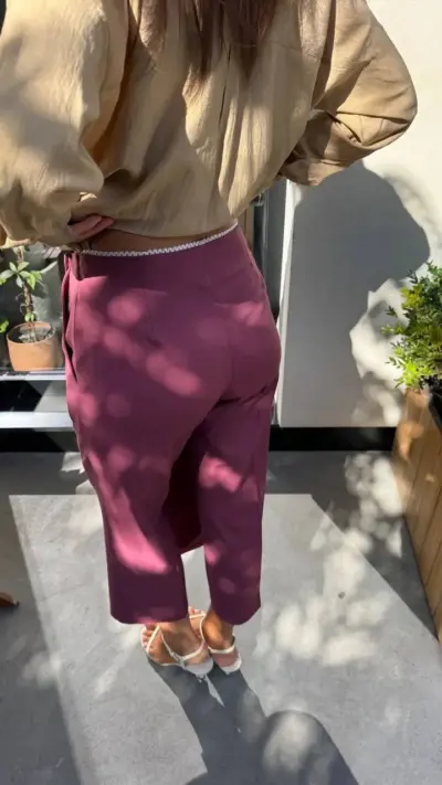 Штани кюлоти - спідниця відтінку бордо - Зображення 5